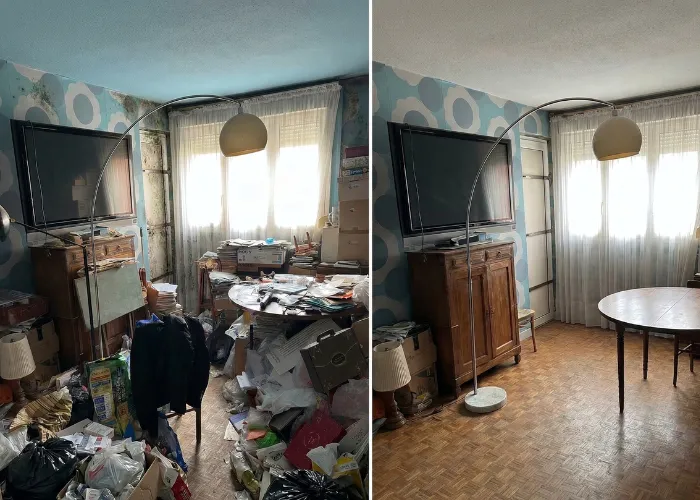 Avant / après — logement nettoyé et assaini